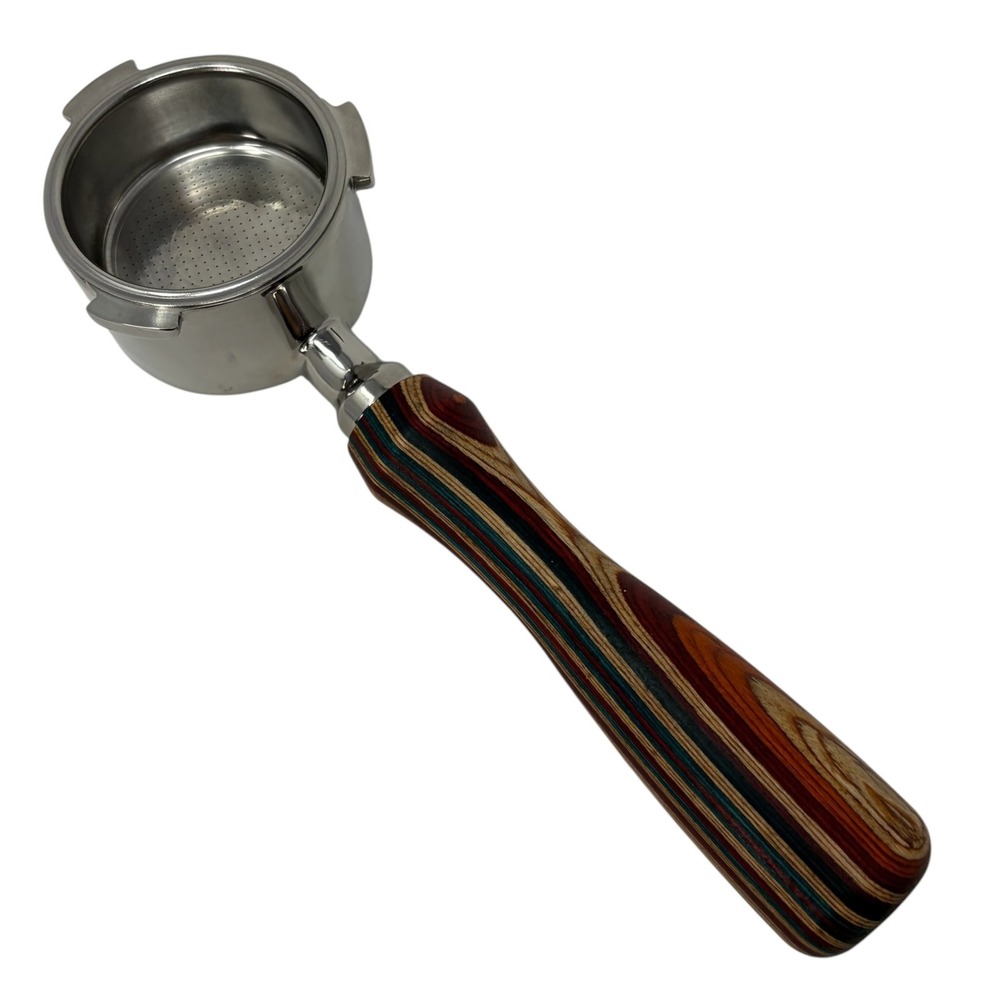Espresso Portafilter 51mm Stainless Steel w/ Multicolor‎ Wood Grain Handle